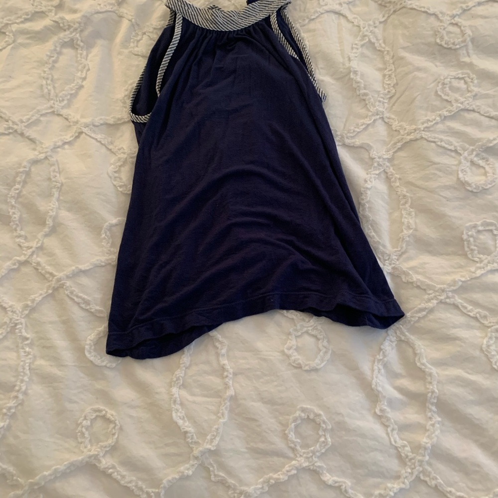 Girls Navy Flow Tie Top